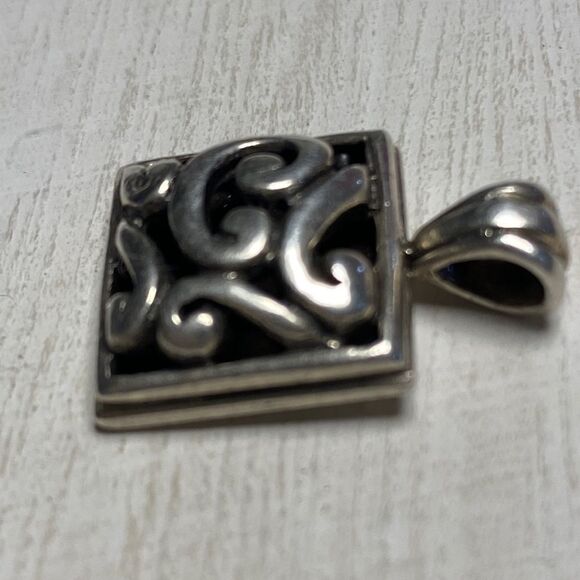 Silver Signed Barse Square Filigree Pendant - Picture 5 of 9